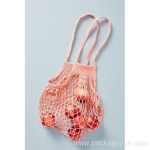 zero waste cotton mesh handle shopping bag